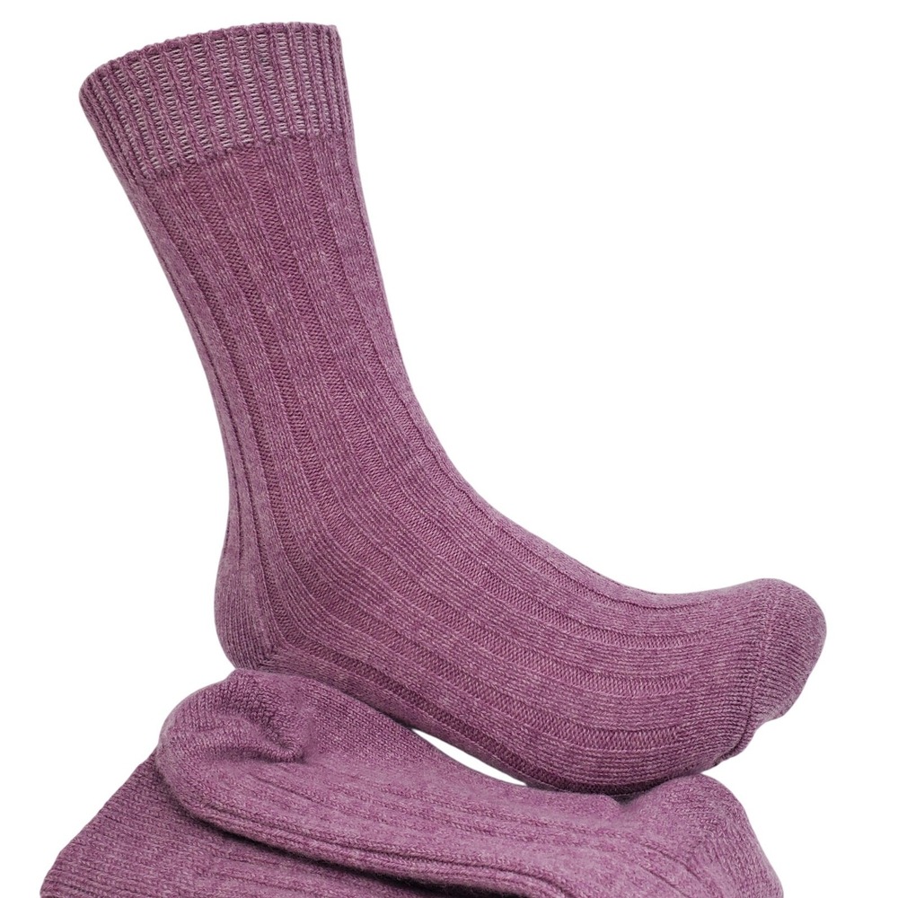 Cashmere Ankle Socks Medium Berry Ribbed Garnet Hill Warm Cozy Soft Ribbed NWT